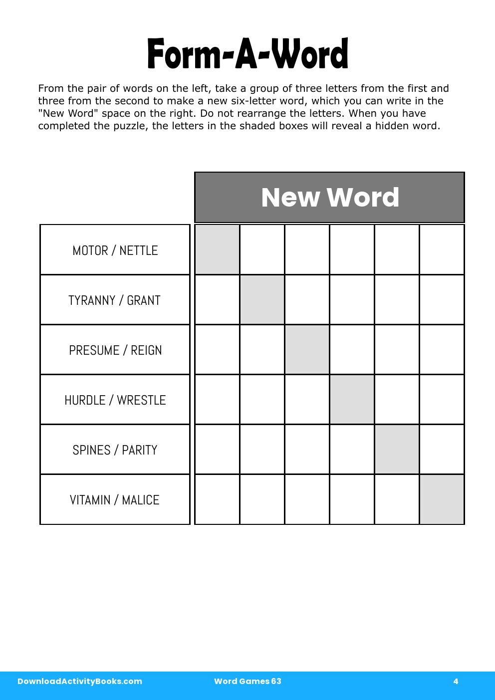 Form-A-Word in Word Games 63