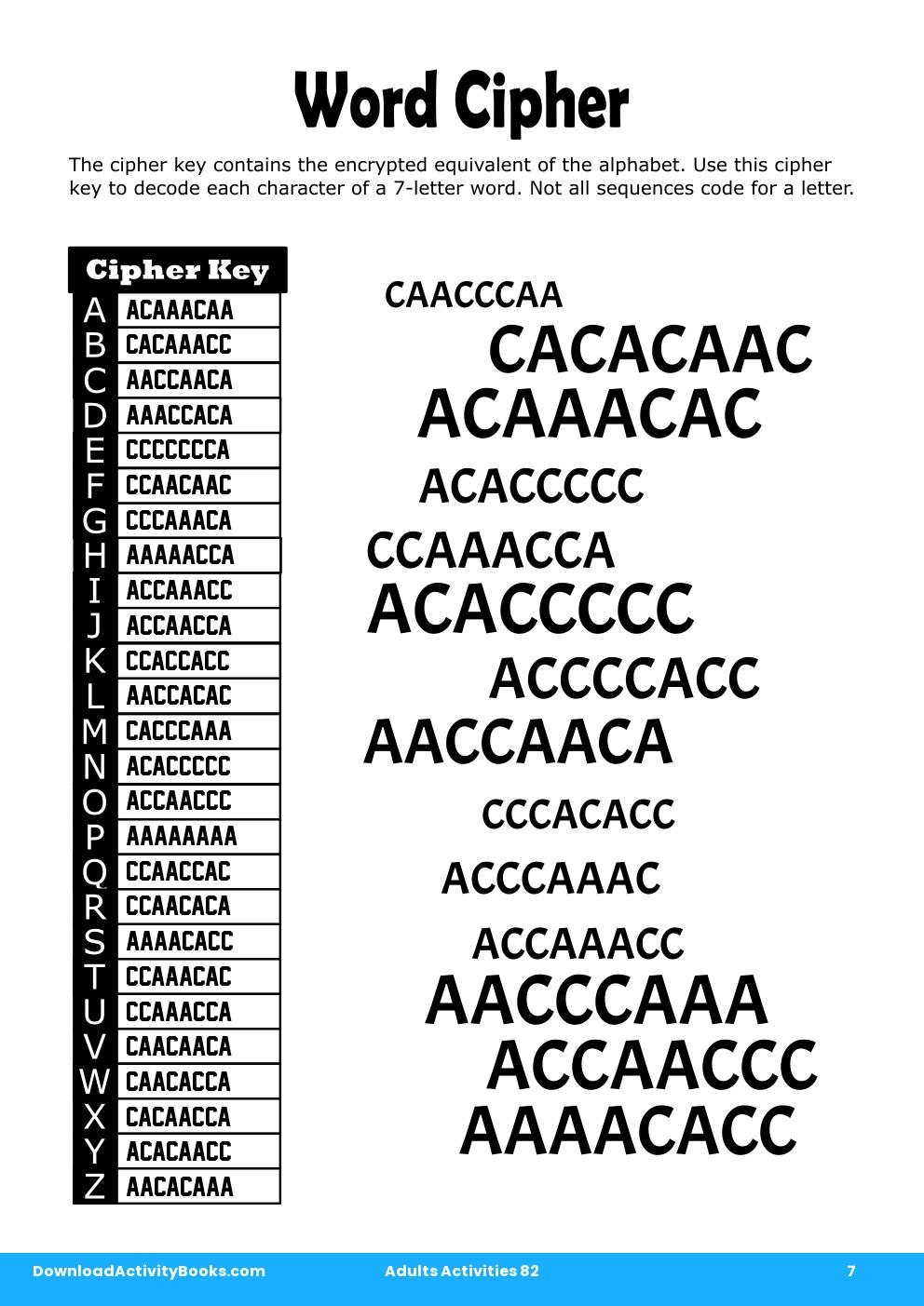 Word Cipher in Adults Activities 31