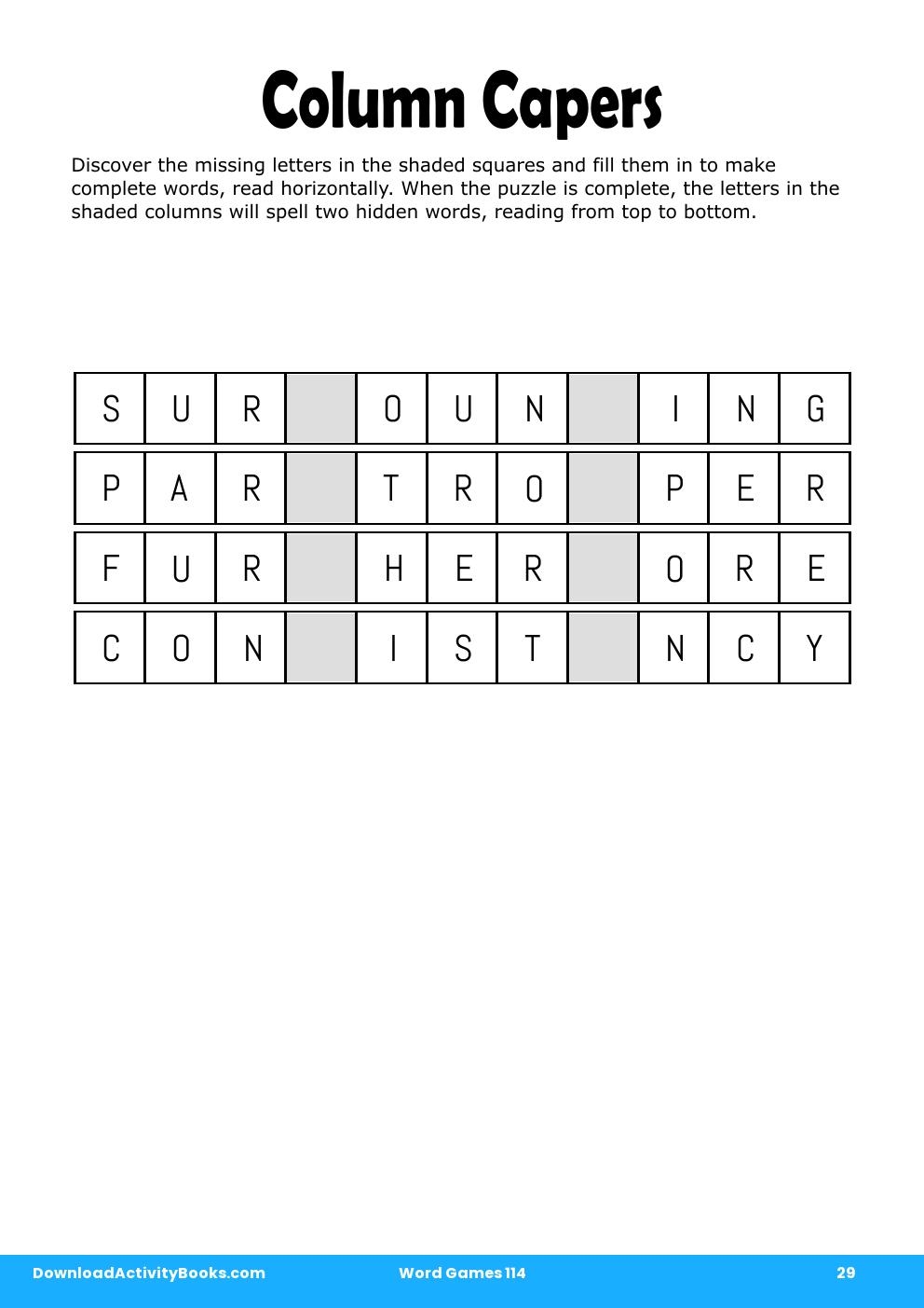 Column Capers in Word Games 114
