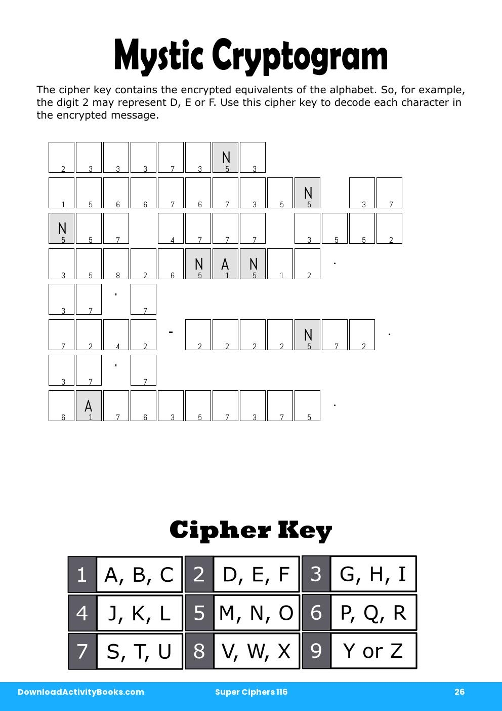 Mystic Cryptogram in Super Ciphers 116
