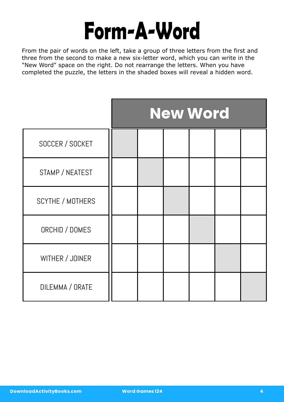 Form-A-Word in Word Games 124