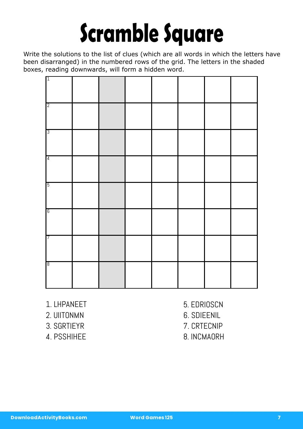 Scramble Square in Word Games 125