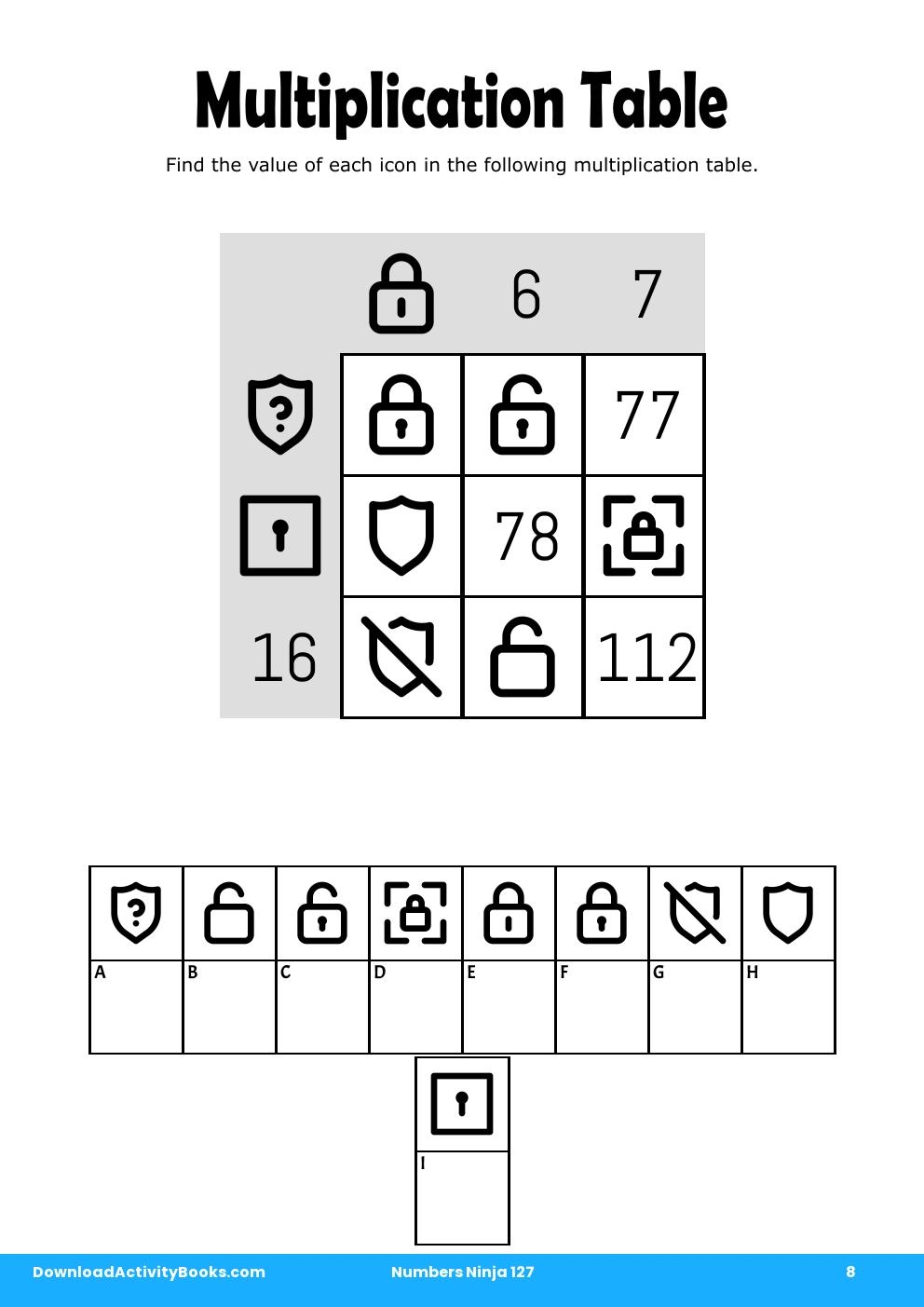 Multiplication Table in Numbers Ninja 127