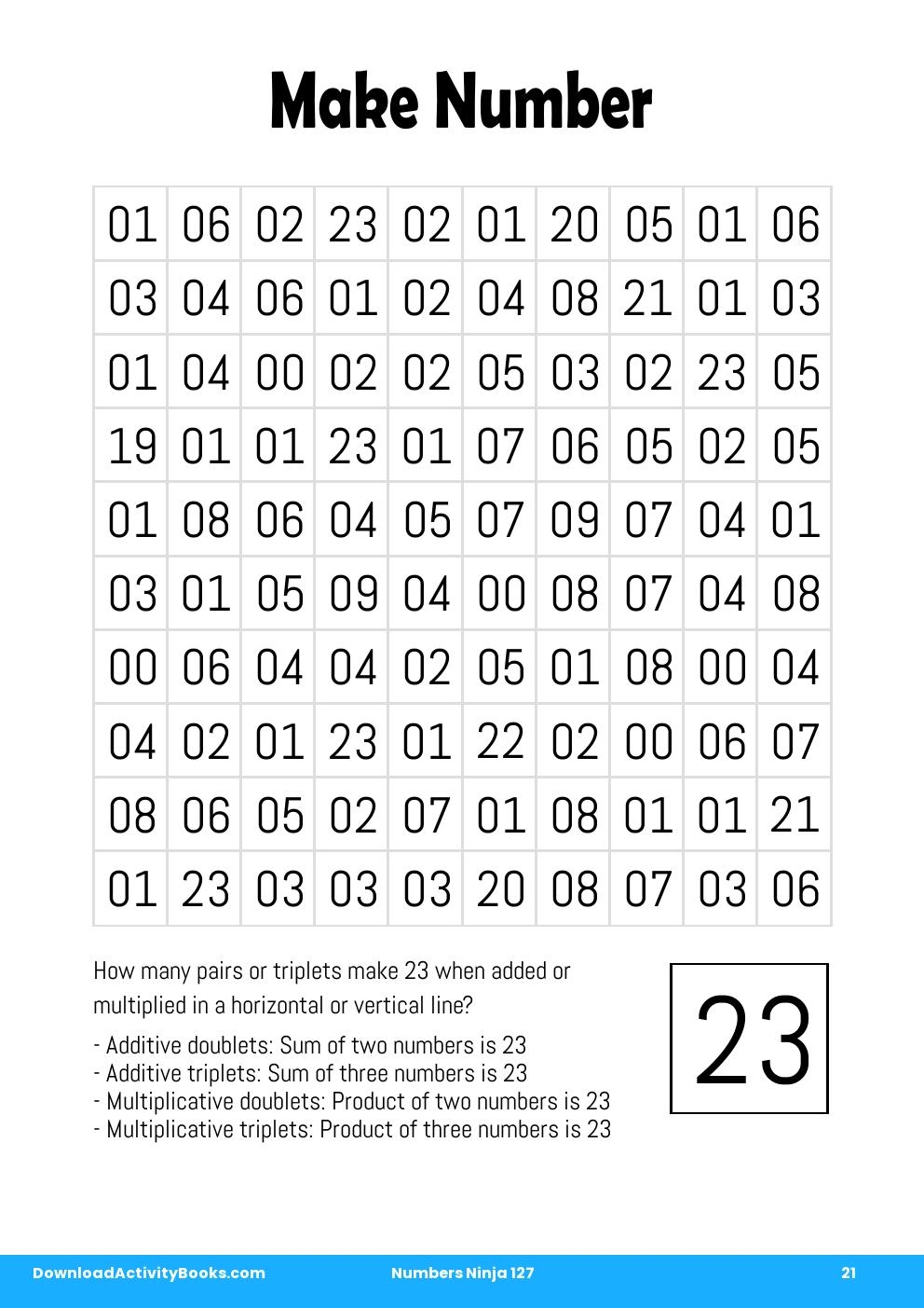 Make Number in Numbers Ninja 127