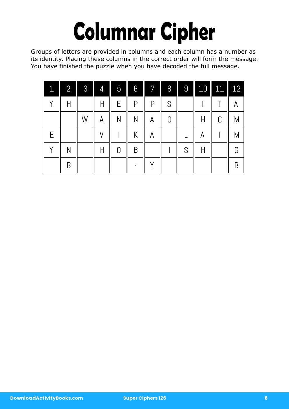 Columnar Cipher in Super Ciphers 126