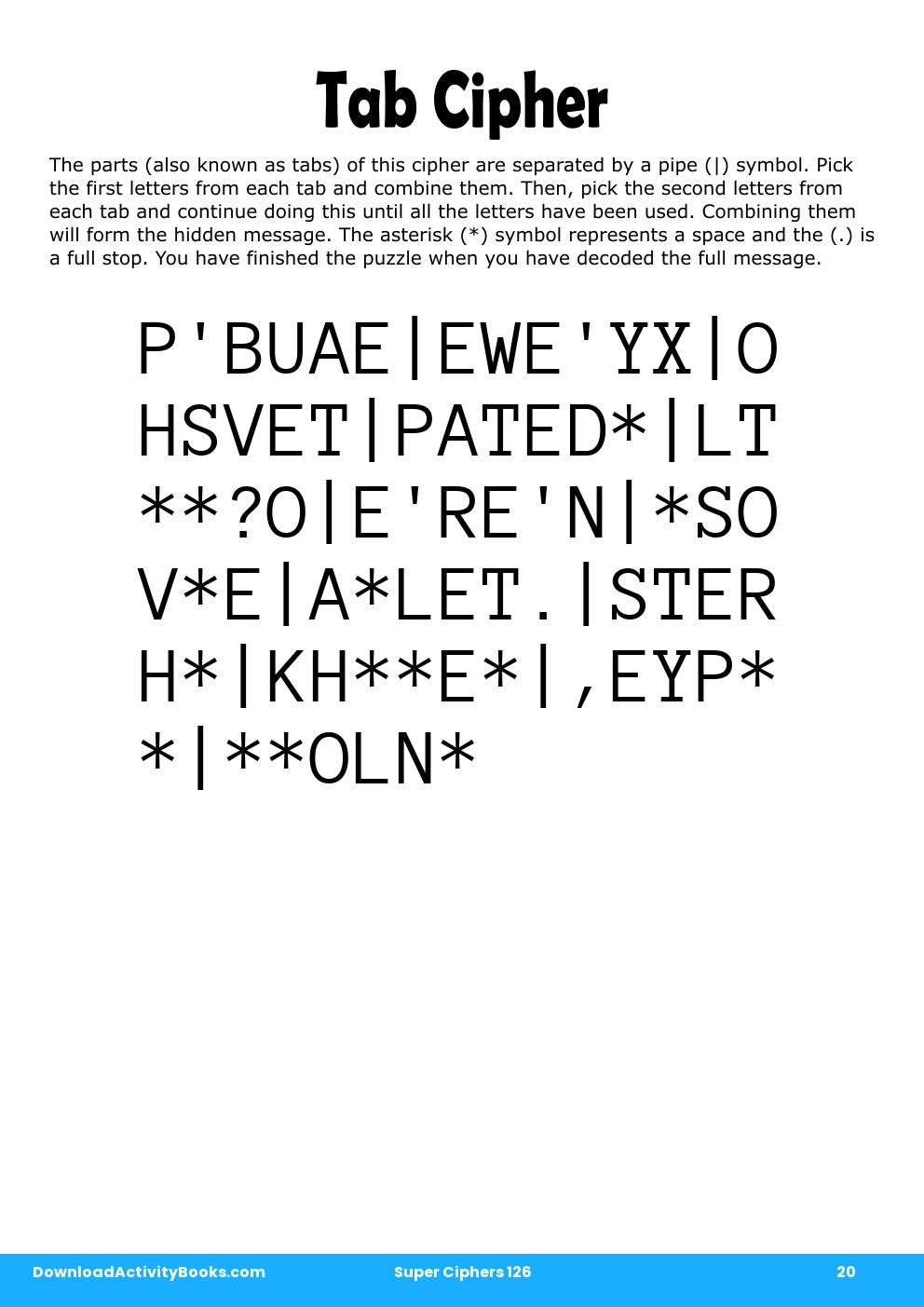 Tab Cipher in Super Ciphers 126