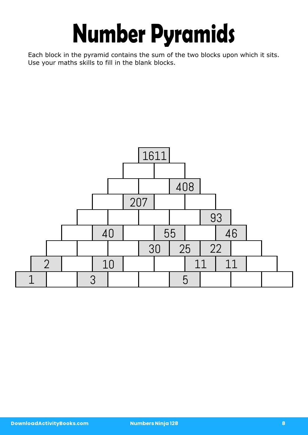 Number Pyramids in Numbers Ninja 128