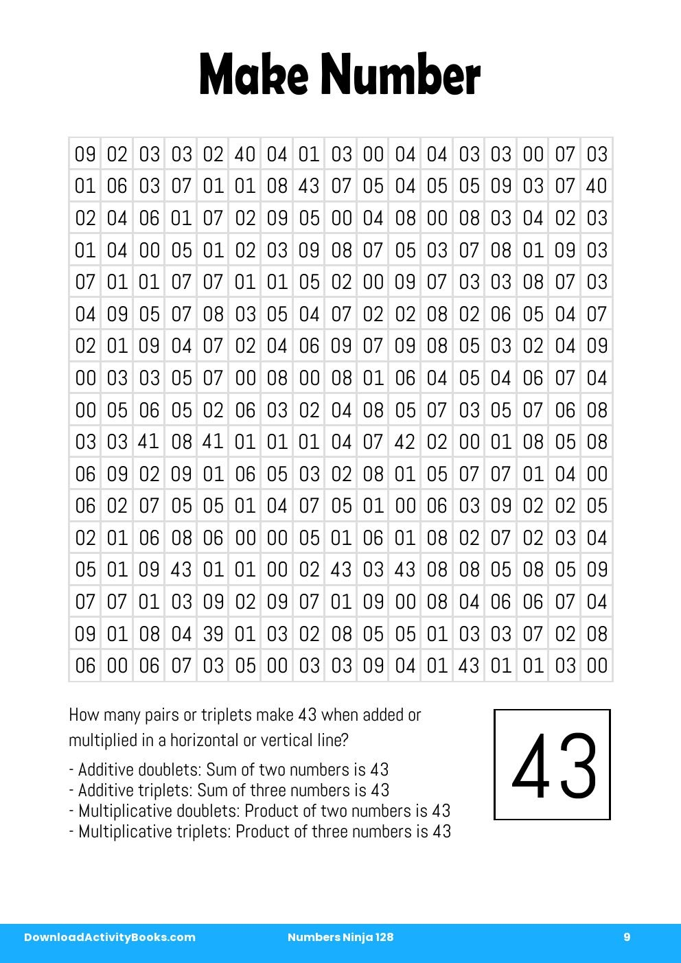 Make Number in Numbers Ninja 128