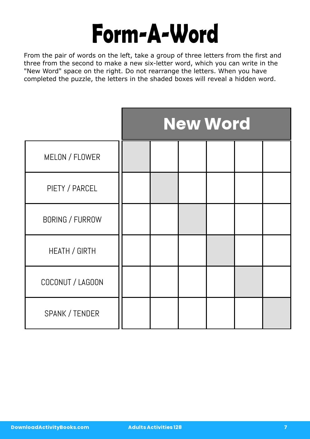 Form-A-Word in Adults Activities 128