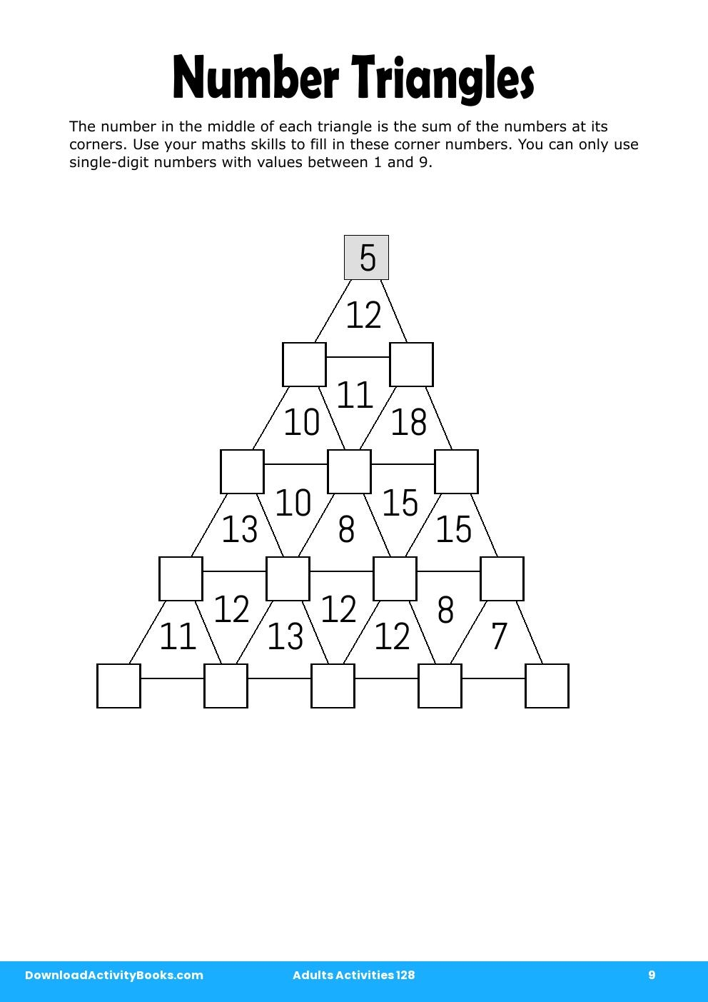 Number Triangles in Adults Activities 128
