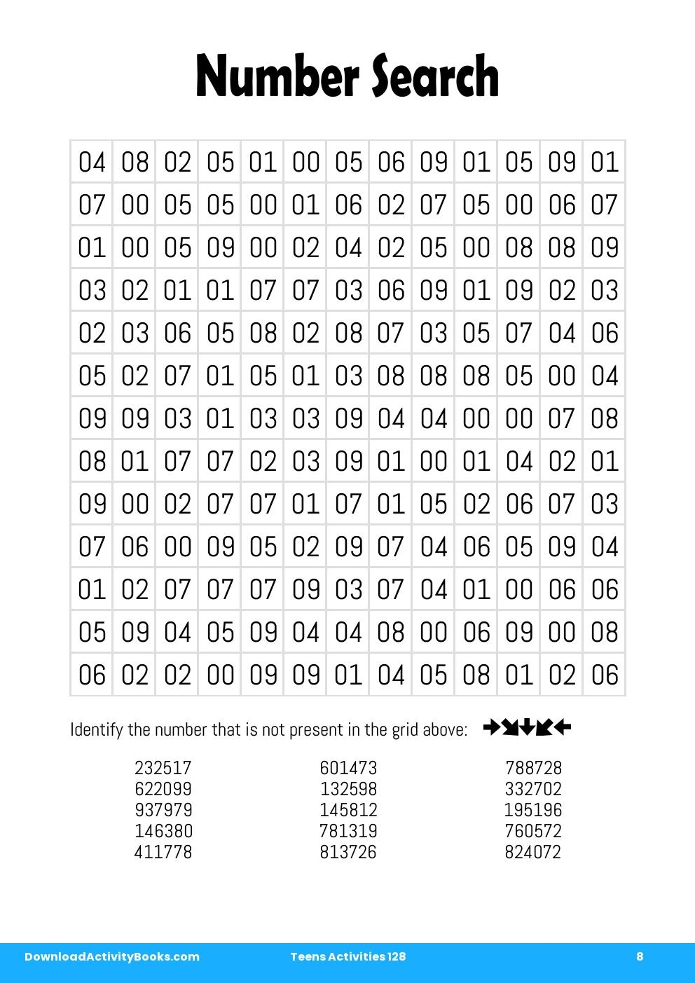 Number Search in Teens Activities 128