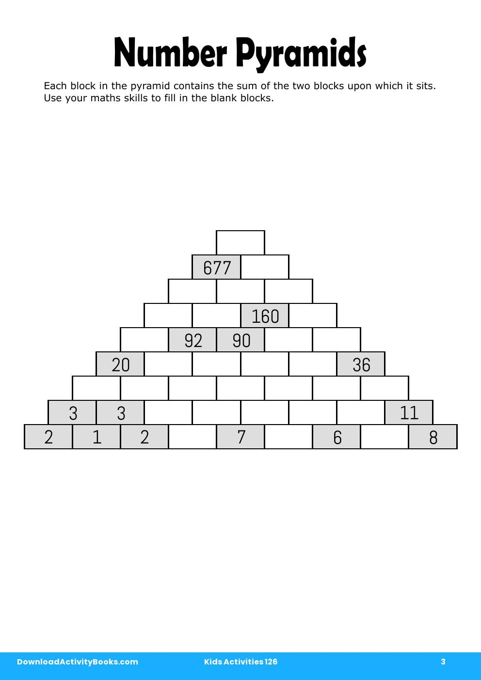 Number Pyramids in Kids Activities 126