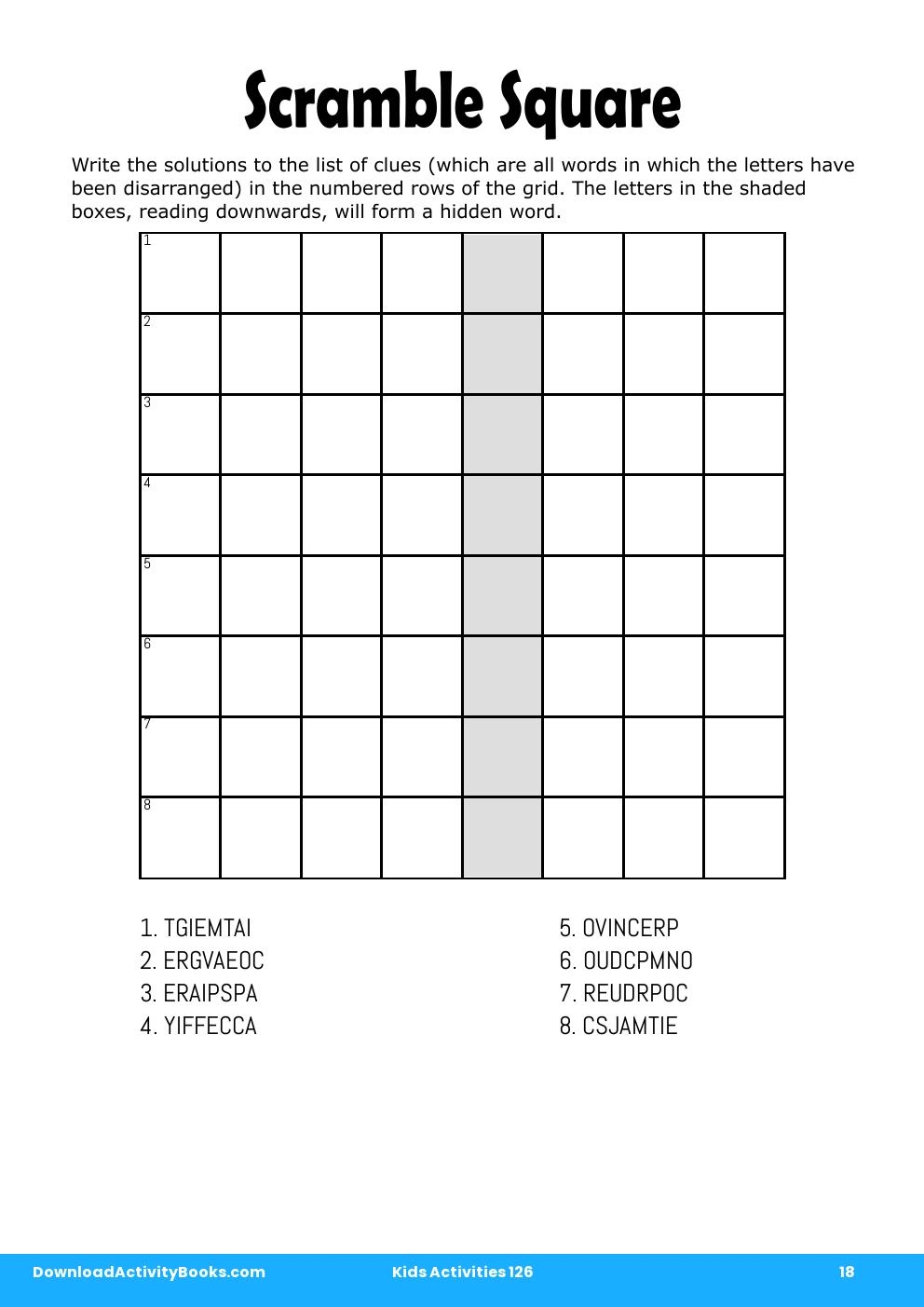 Scramble Square in Kids Activities 126