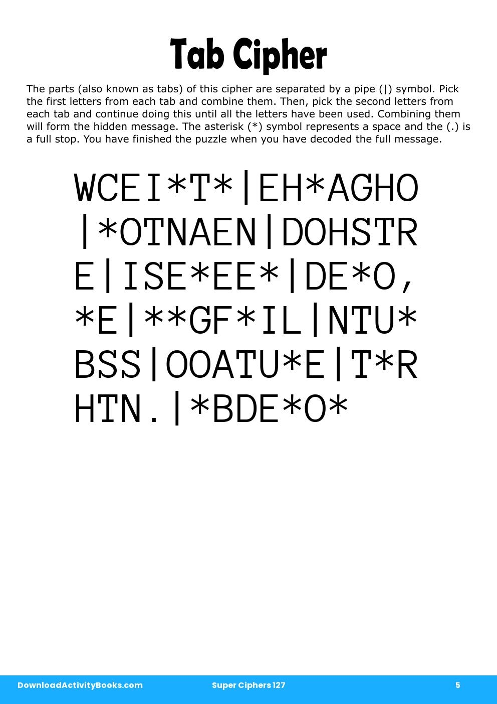 Tab Cipher in Super Ciphers 127
