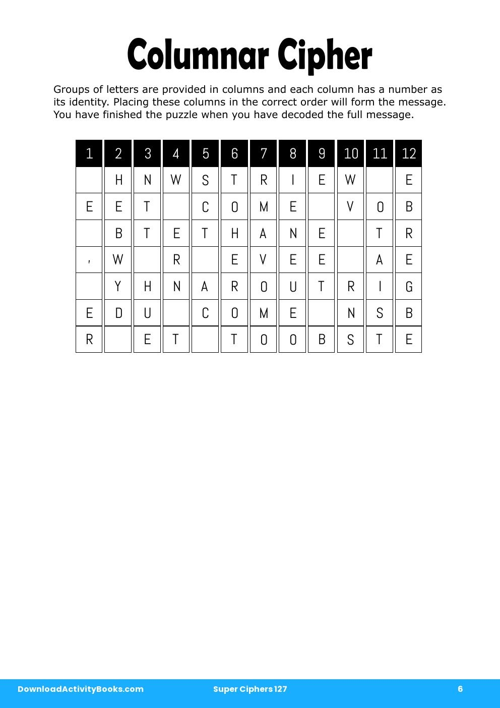 Columnar Cipher in Super Ciphers 127