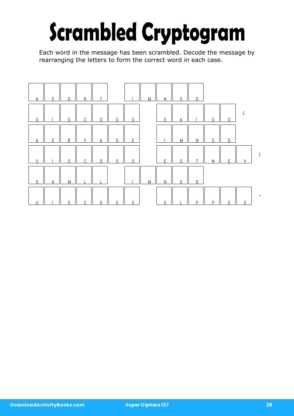 Scrambled Cryptogram in Super Ciphers 127