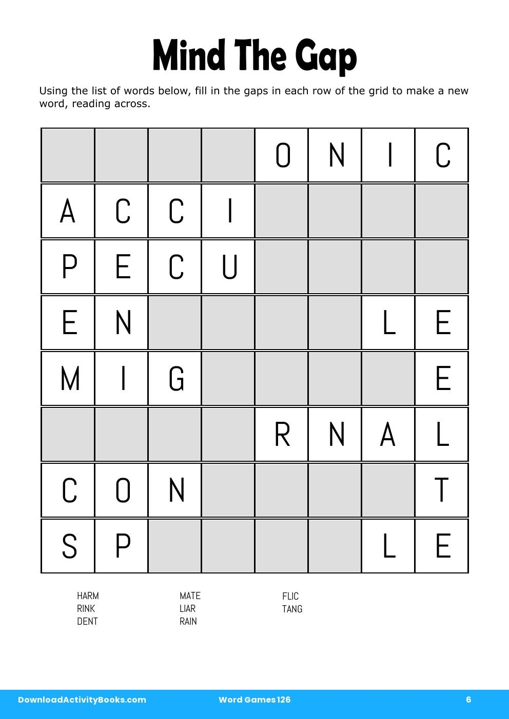 Mind The Gap in Word Games 126