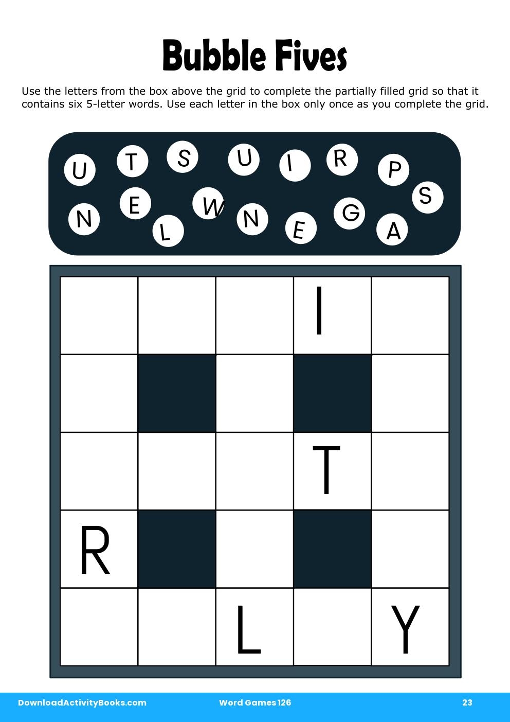 Bubble Fives in Word Games 126