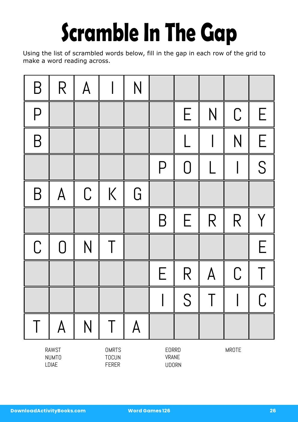 Scramble In The Gap in Word Games 126