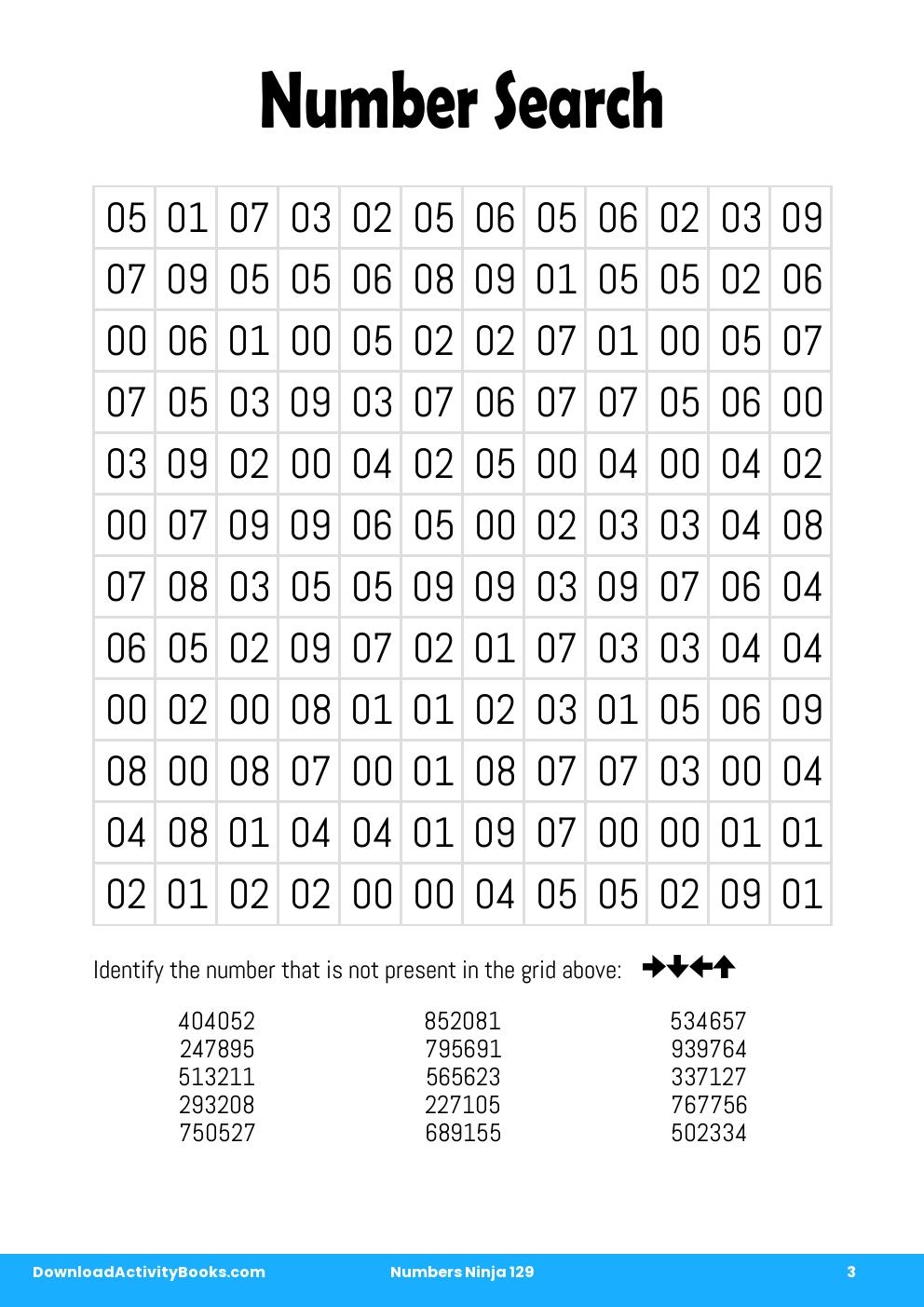 Number Search in Numbers Ninja 129