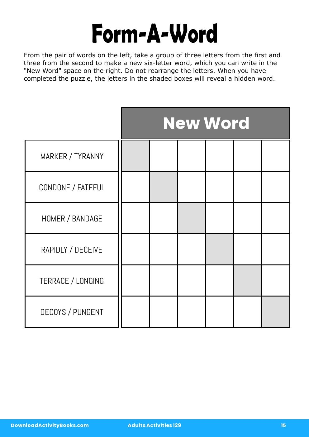 Form-A-Word in Adults Activities 129