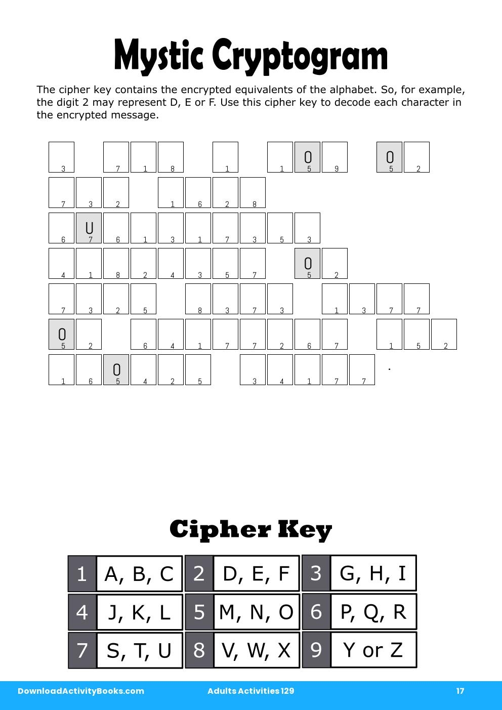 Mystic Cryptogram in Adults Activities 129