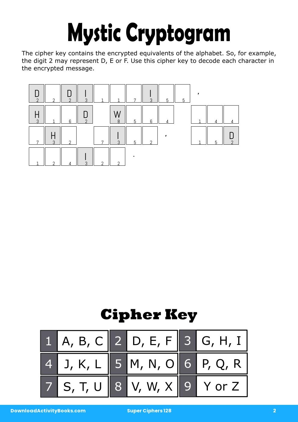 Mystic Cryptogram in Super Ciphers 128
