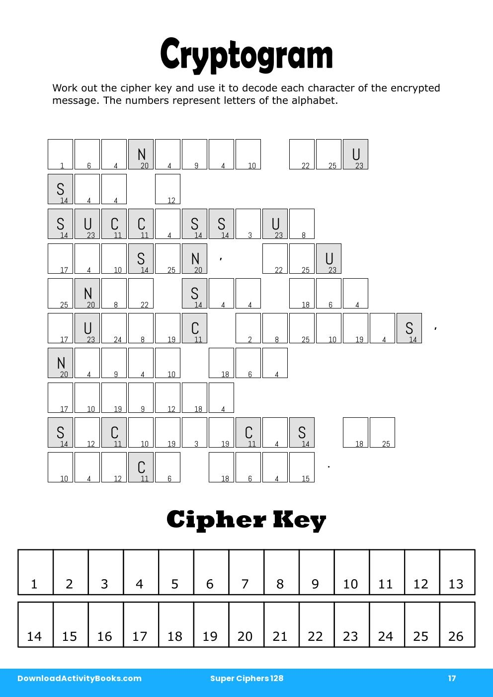 Cryptogram in Super Ciphers 128