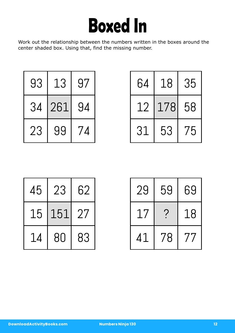 Boxed In in Numbers Ninja 130