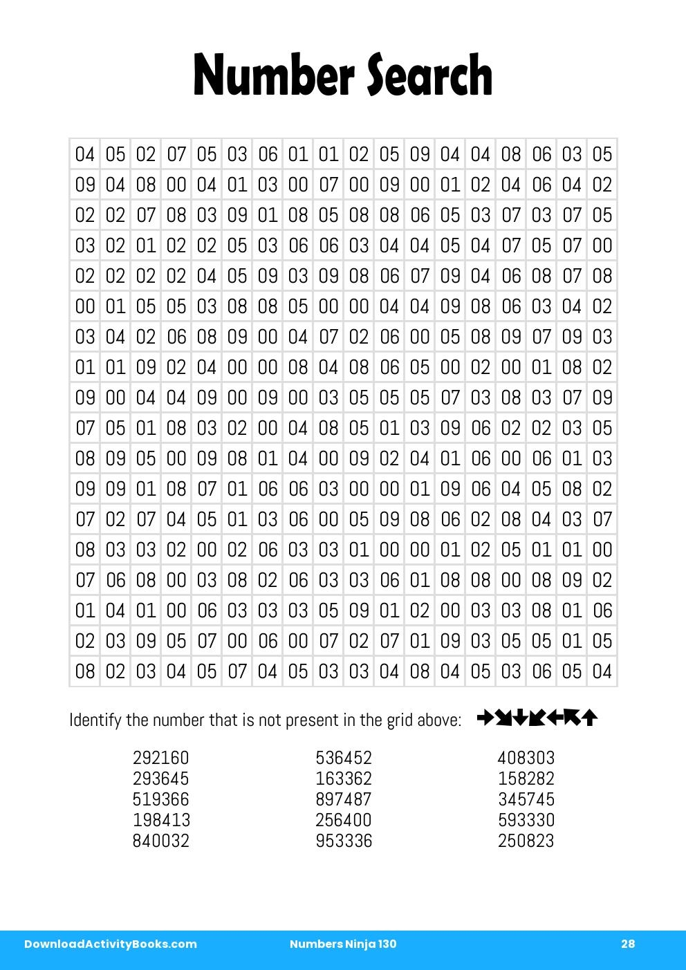 Number Search in Numbers Ninja 130