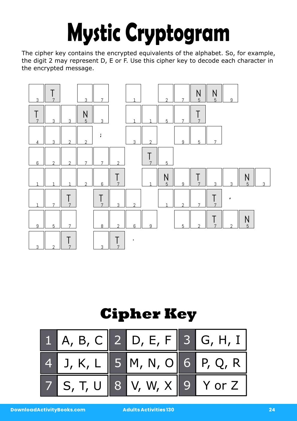 Mystic Cryptogram in Adults Activities 130