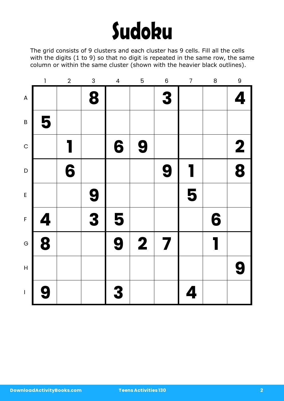 Sudoku in Teens Activities 130