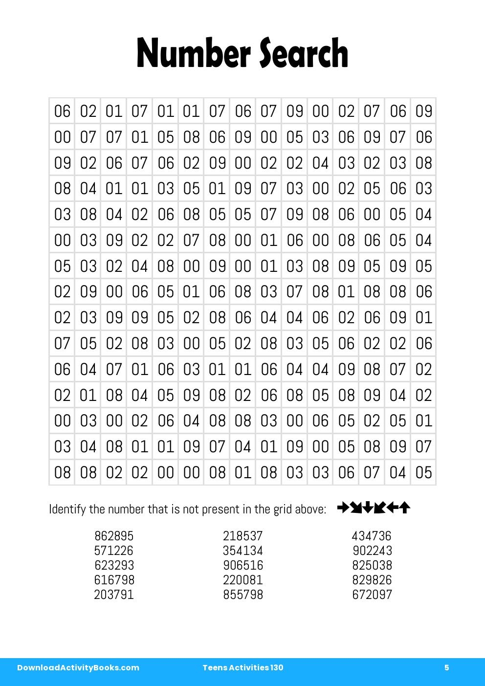 Number Search in Teens Activities 130