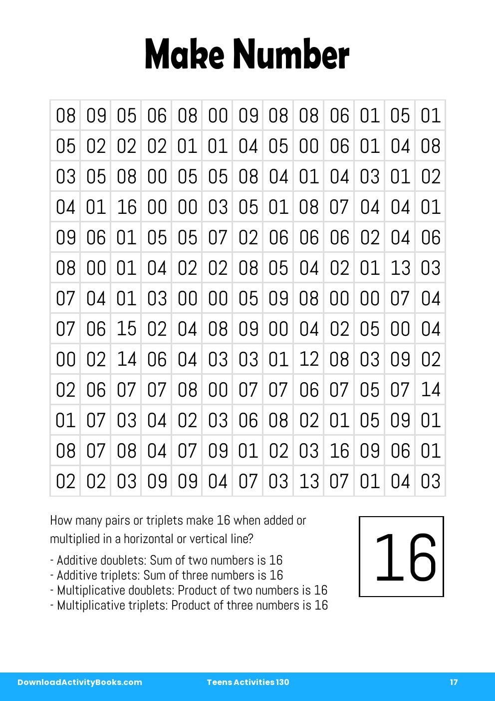 Make Number in Teens Activities 130