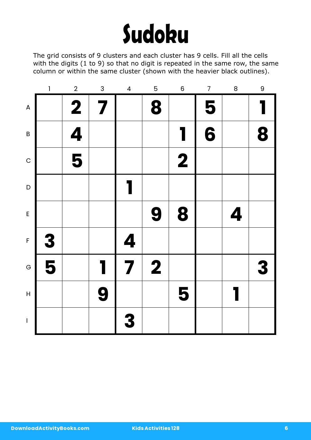 Sudoku in Kids Activities 128