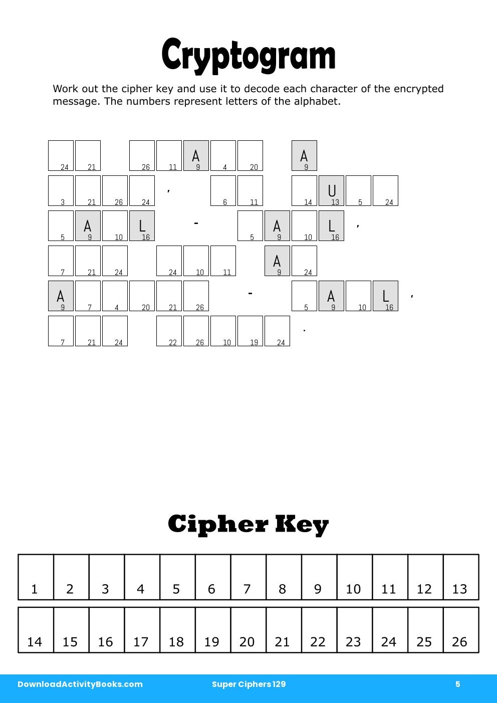 Cryptogram in Super Ciphers 129