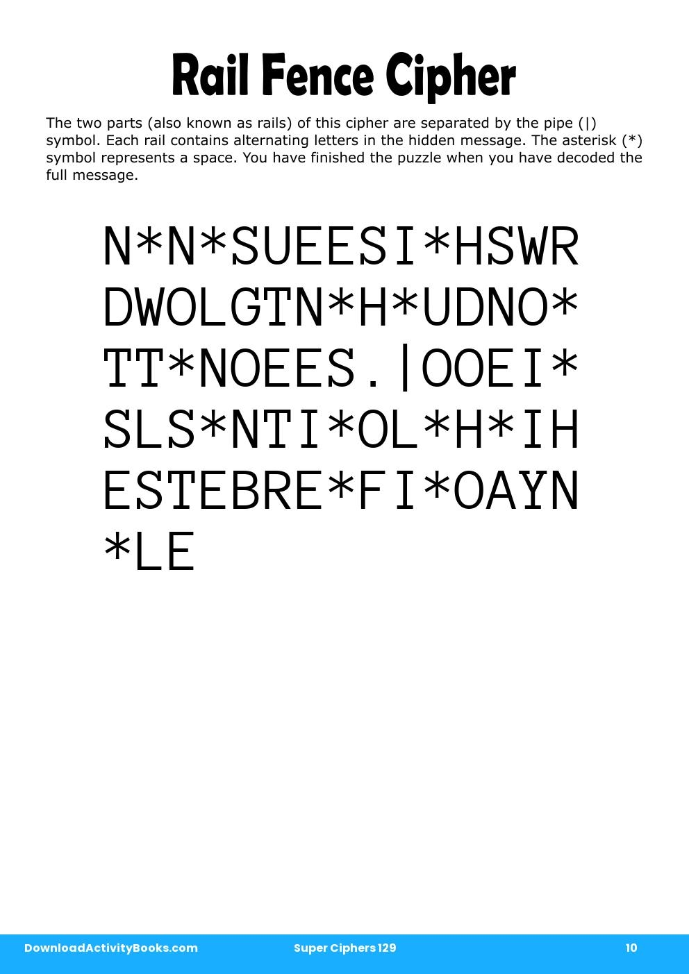 Rail Fence Cipher in Super Ciphers 129