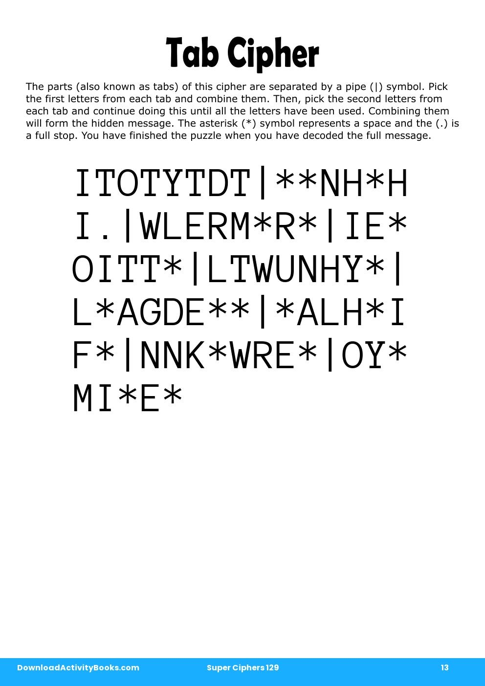 Tab Cipher in Super Ciphers 129