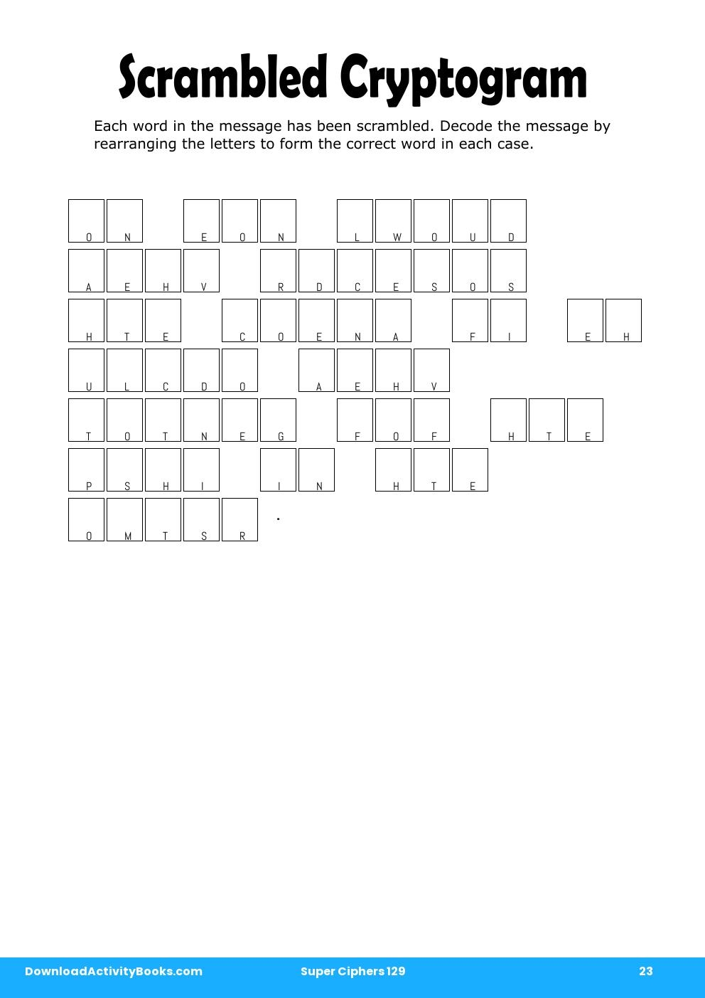 Scrambled Cryptogram in Super Ciphers 129