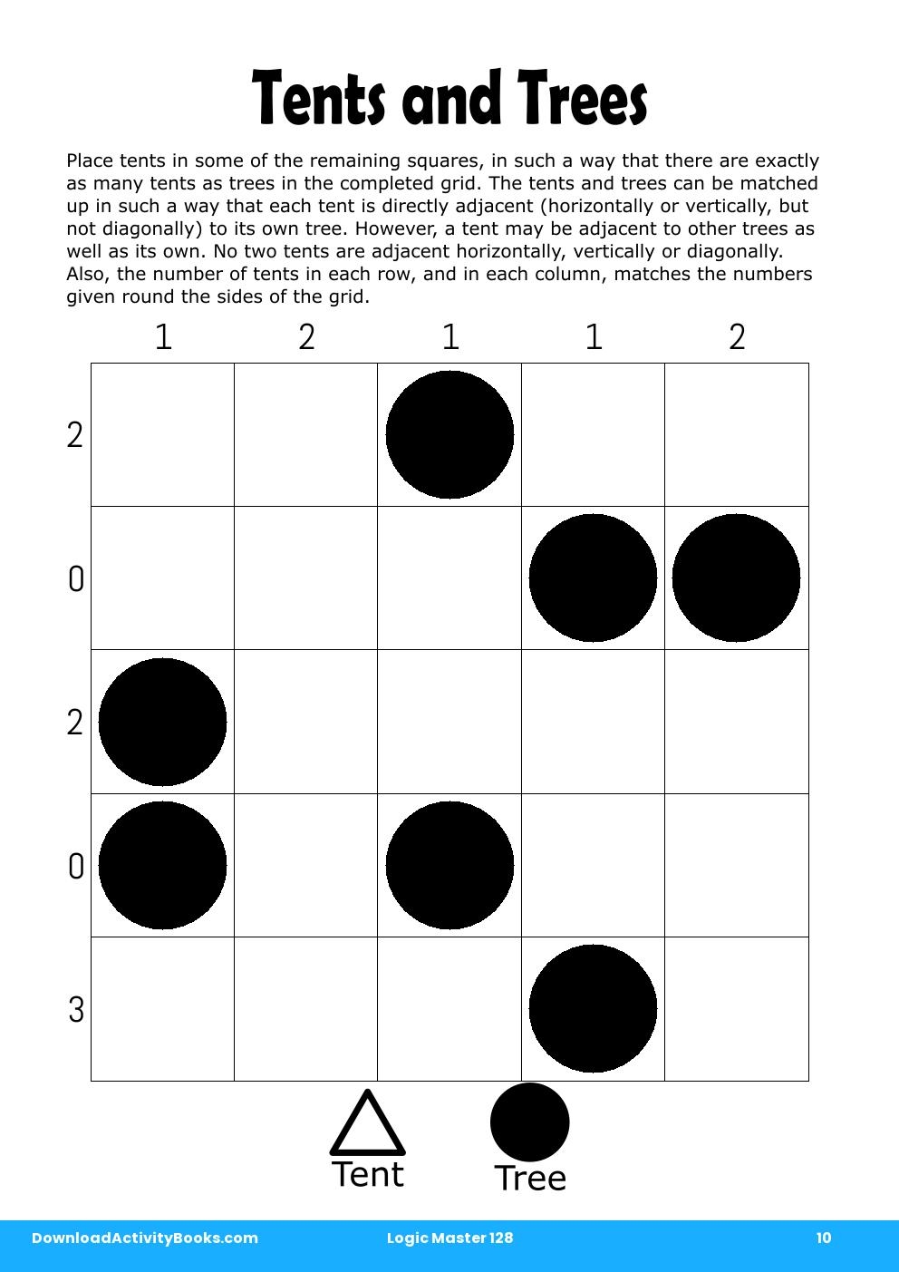 Tents and Trees in Logic Master 128