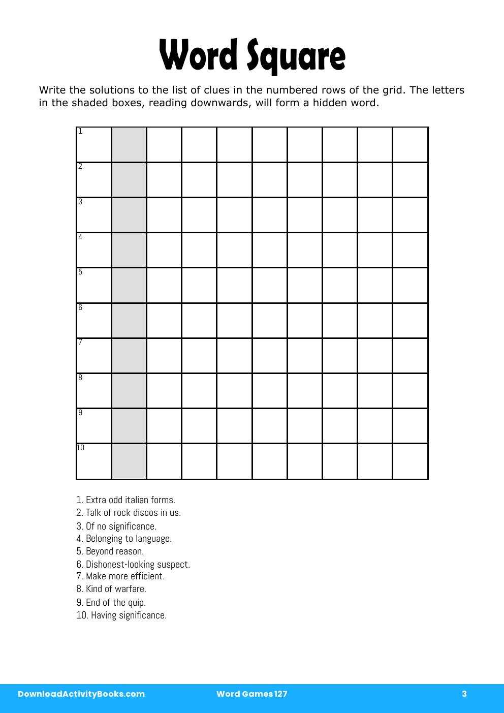 Word Square in Word Games 127