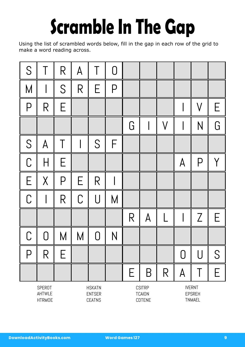 Scramble In The Gap in Word Games 127