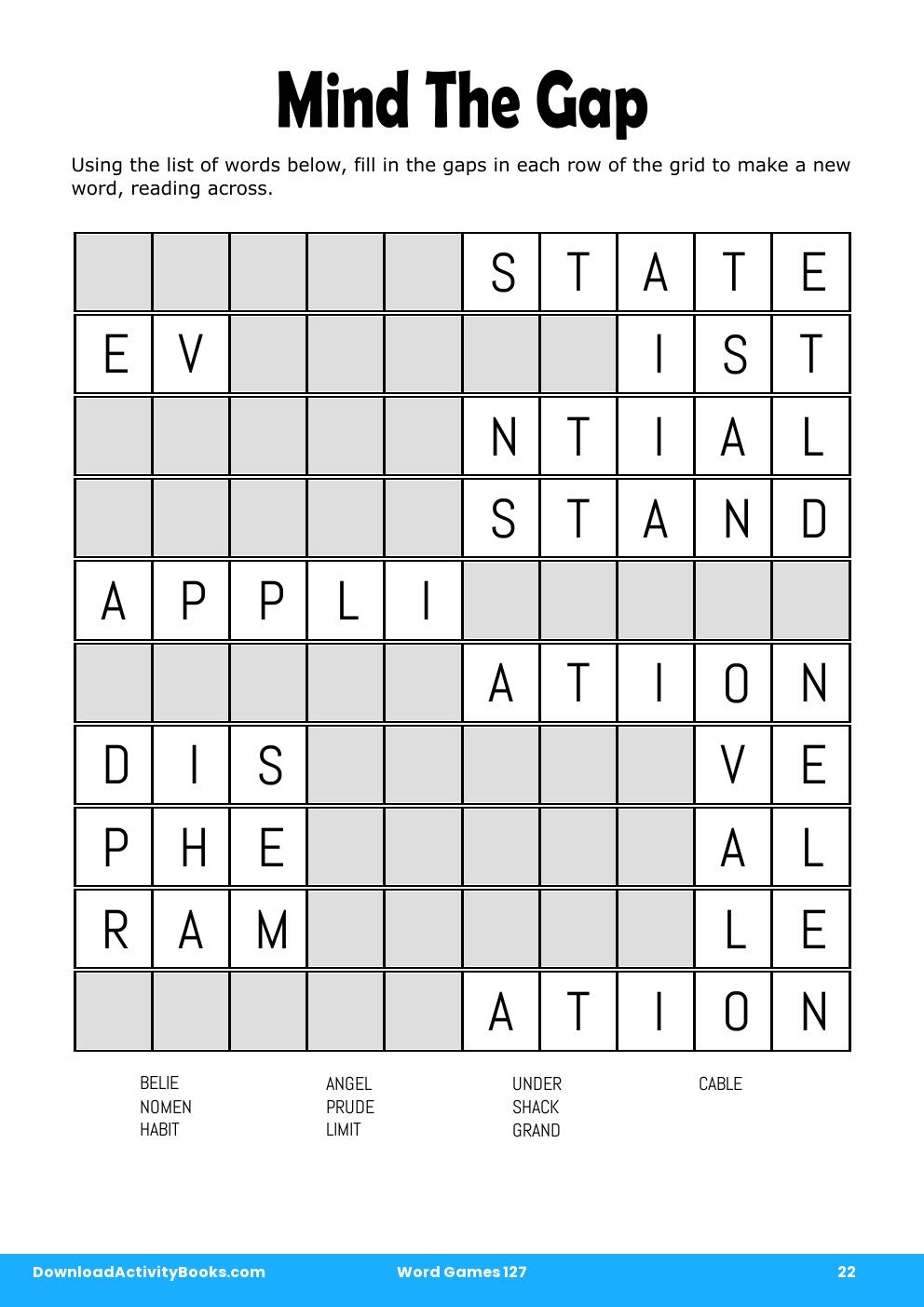 Mind The Gap in Word Games 127