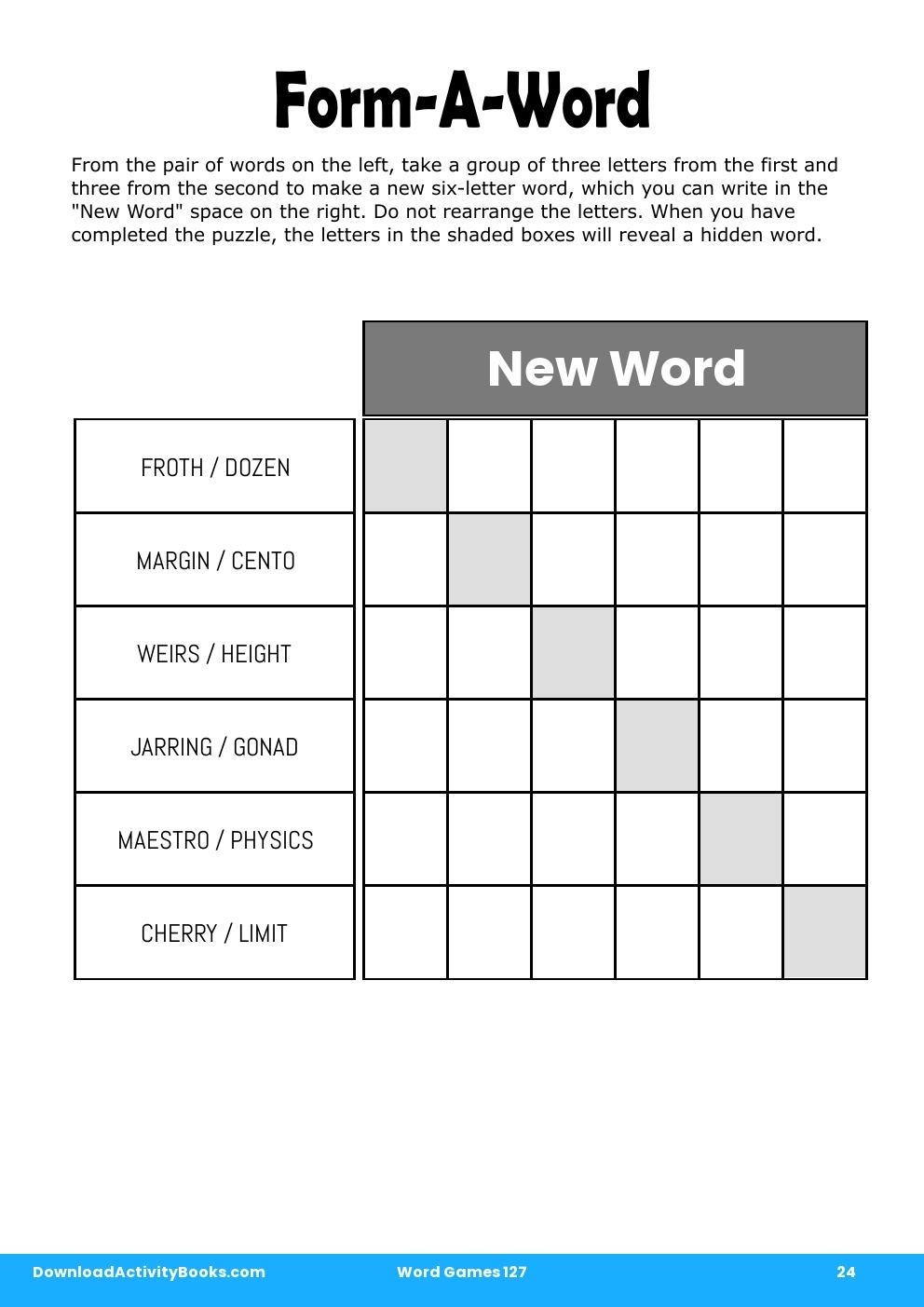 Form-A-Word in Word Games 127