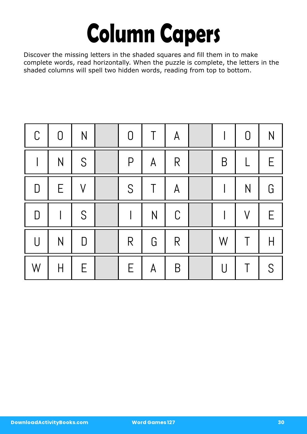 Column Capers in Word Games 127