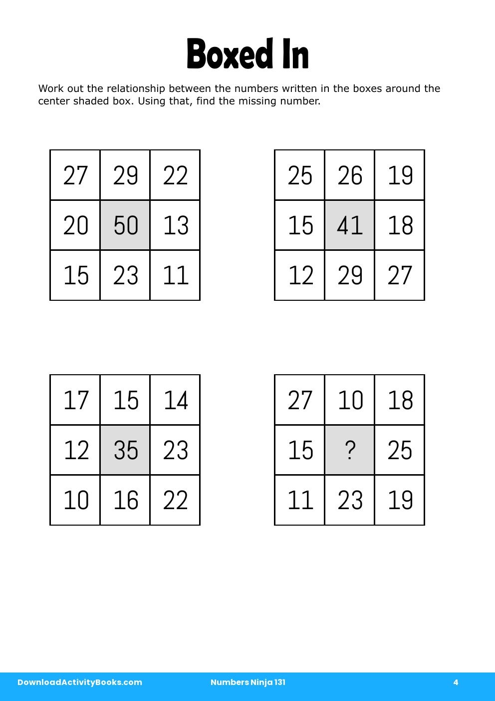 Boxed In in Numbers Ninja 131