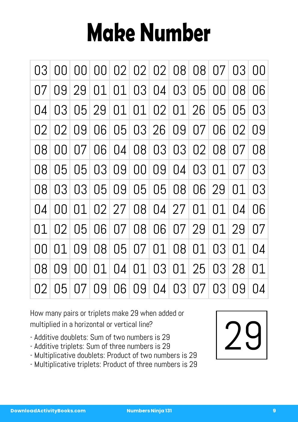 Make Number in Numbers Ninja 131