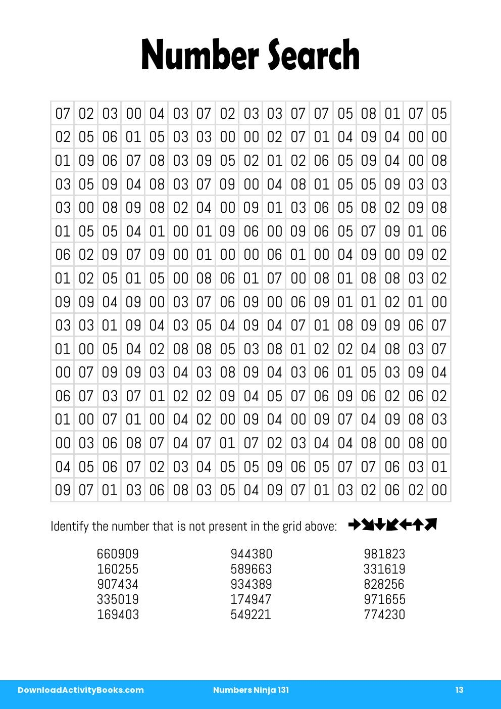 Number Search in Numbers Ninja 131