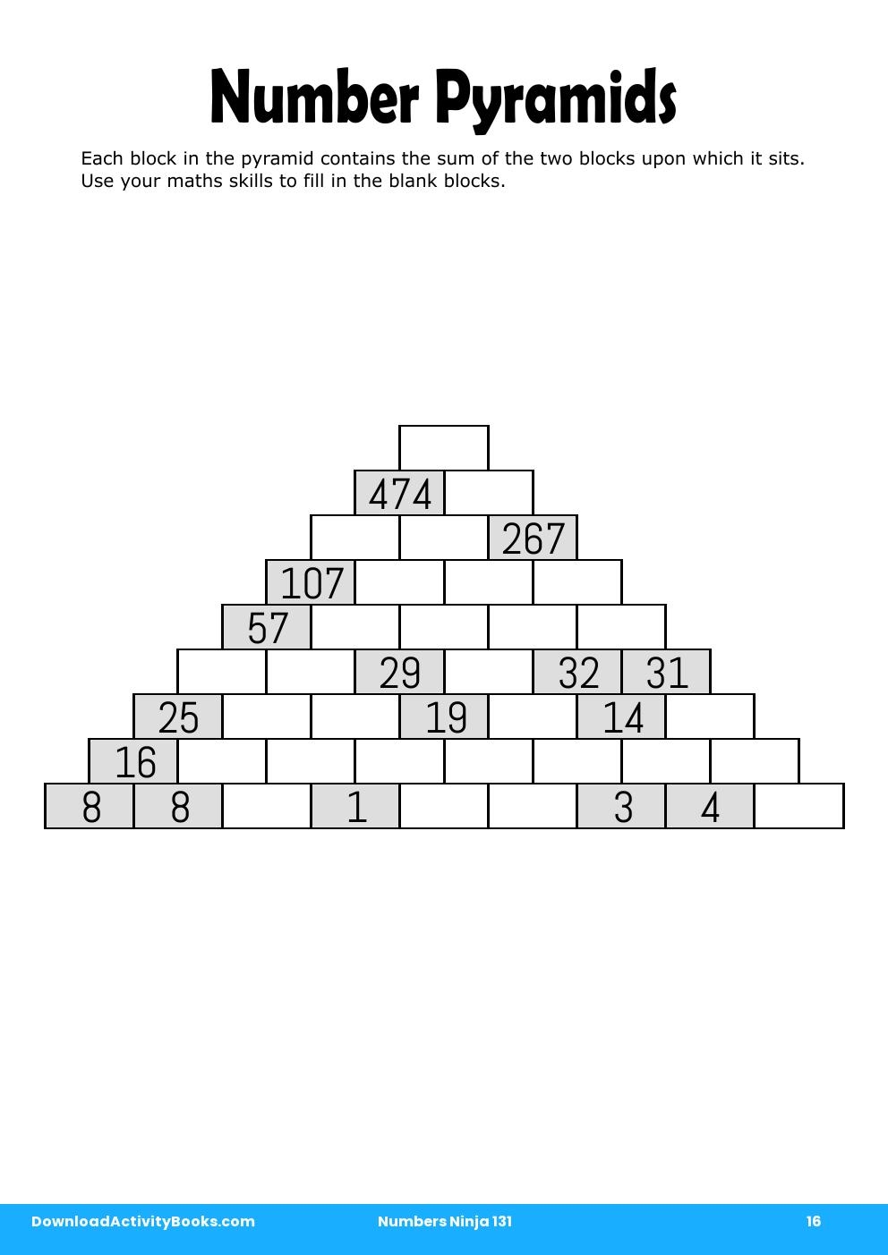 Number Pyramids in Numbers Ninja 131