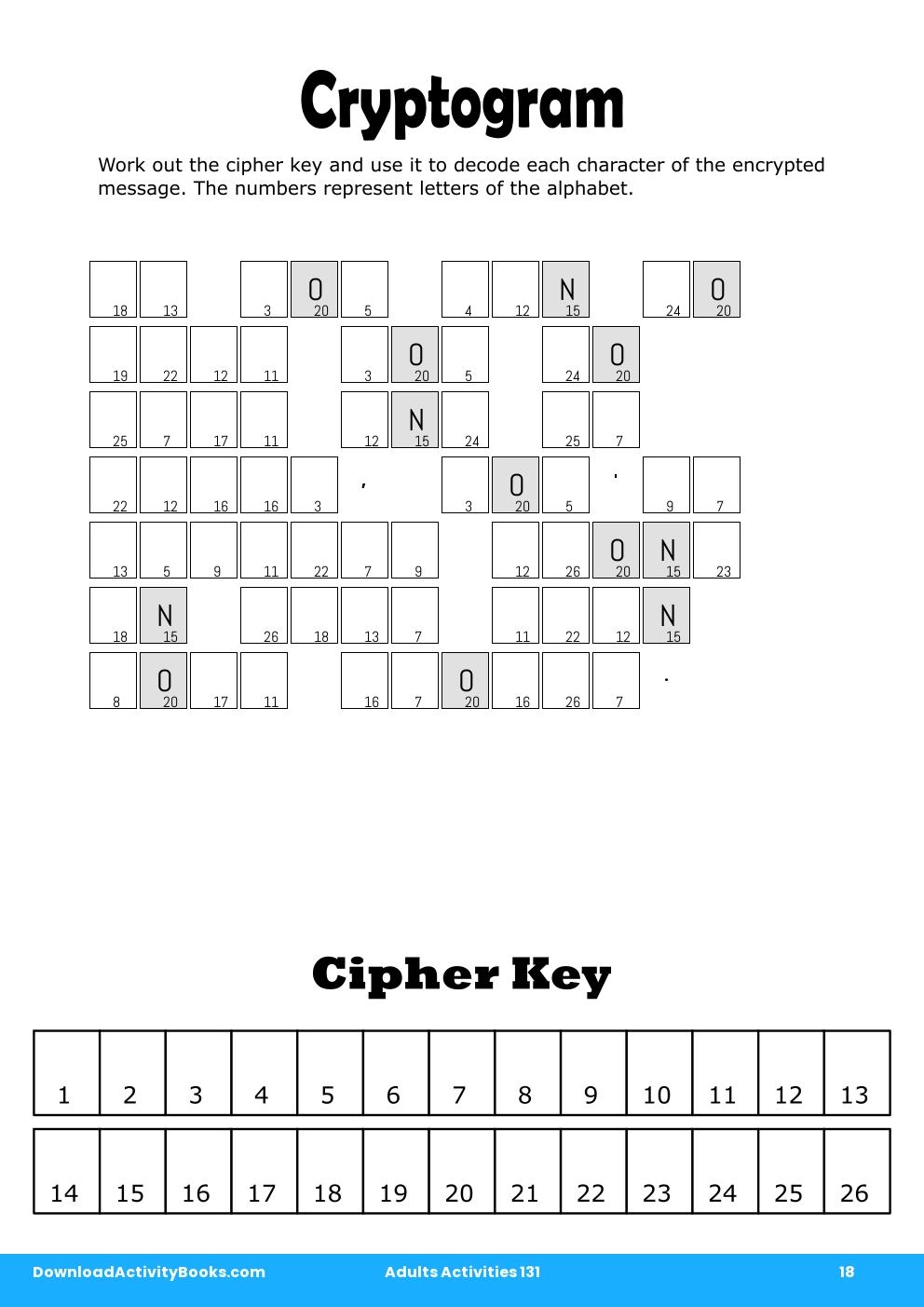 Cryptogram in Adults Activities 131